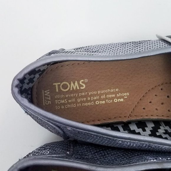 TOMS Silver Sequin Classic Shoes Women's Size 7.5 - Picture 7 of 8